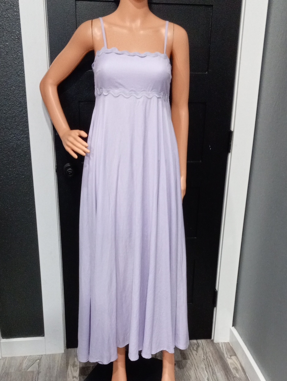 Hello Molly Lavender Maxi Slip Dress with Scallop Edge